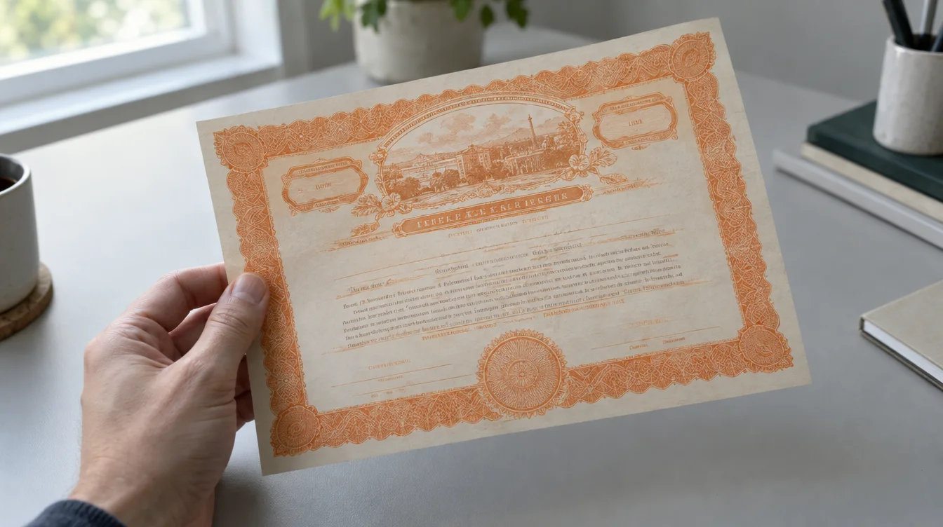 An illustrated engraved stock certificate